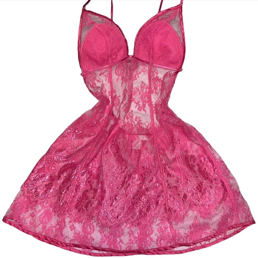 Hot Pink Sheer Mesh Babydoll